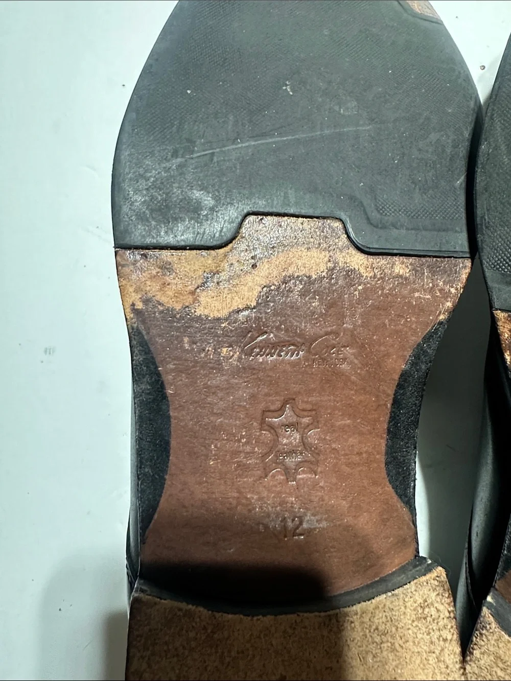 Kenneth Cole Black Leather Lace-Up Oxfords size 12 dress shoes